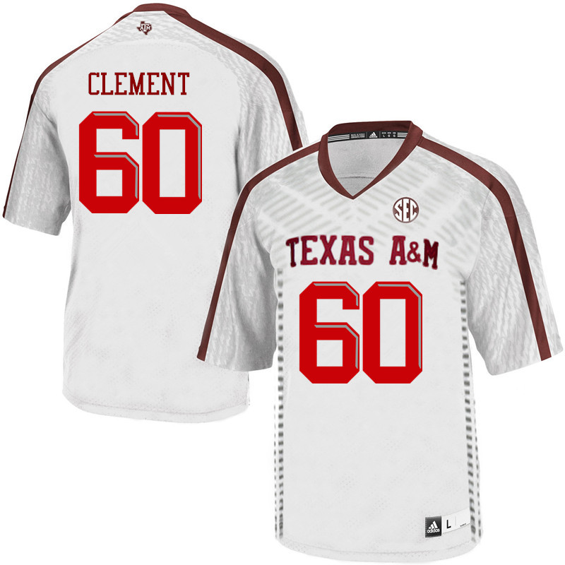 Men #60 Bart Clement Texas A&M Aggies College Football Jerseys Sale-White